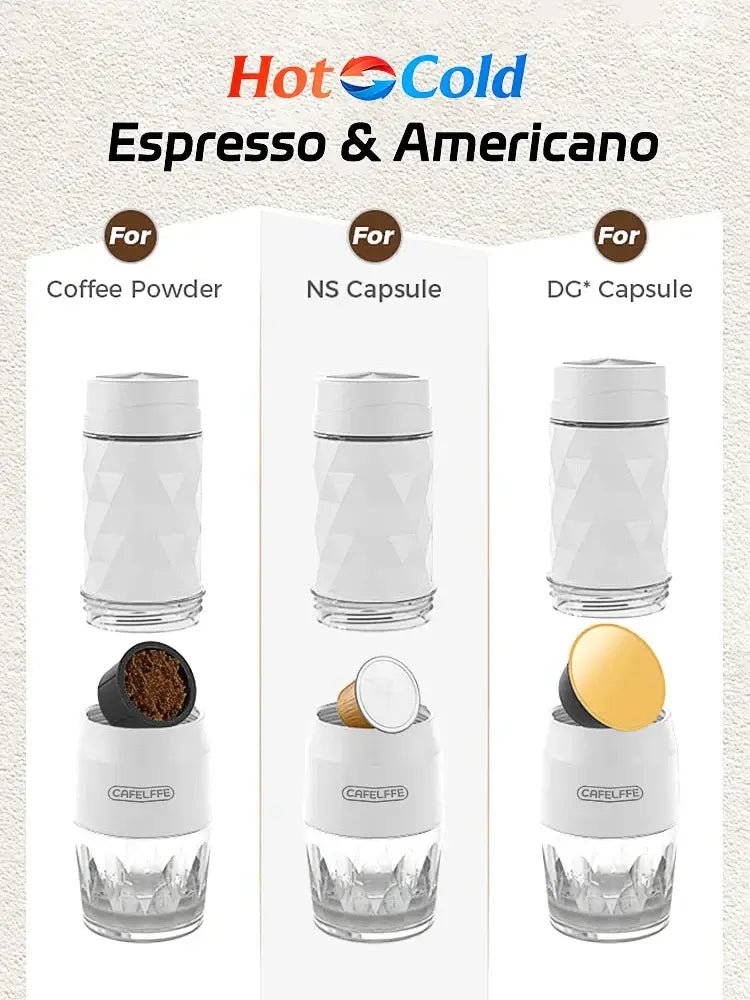 Cafelffe 3-in-1 Portable Espresso Maker Capsule & Ground - Wine Drop Cookery LLC