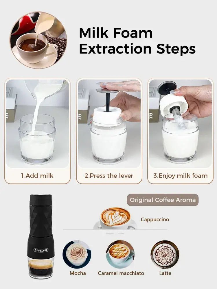 Cafelffe 3-in-1 Portable Espresso Maker Capsule & Ground - Wine Drop Cookery LLC