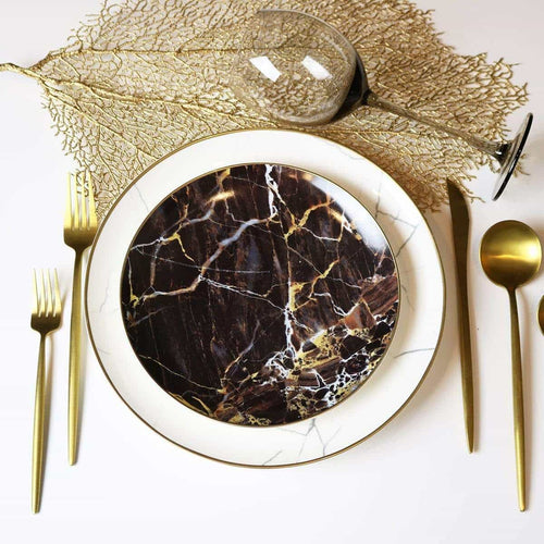 Black Marble Accent Salad Plate-Set of 4 - Wine Drop Cookery