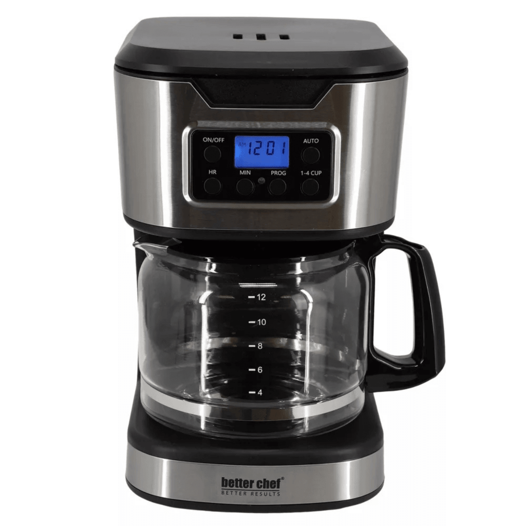 12-cup programmable coffee maker with stainless steel accents, additional product view