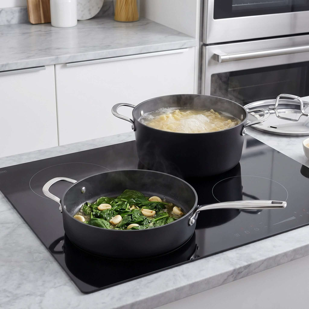Ceramic Nonstick 4-Piece Saute and Stock Pot Set - Wine Drop Cookery LLC