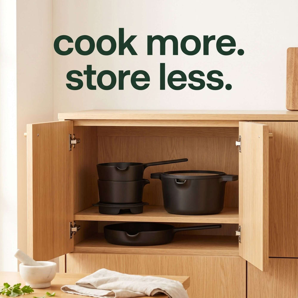 Ceramic Nonstick 5-Piece Stackable Set - Wine Drop Cookery LLC