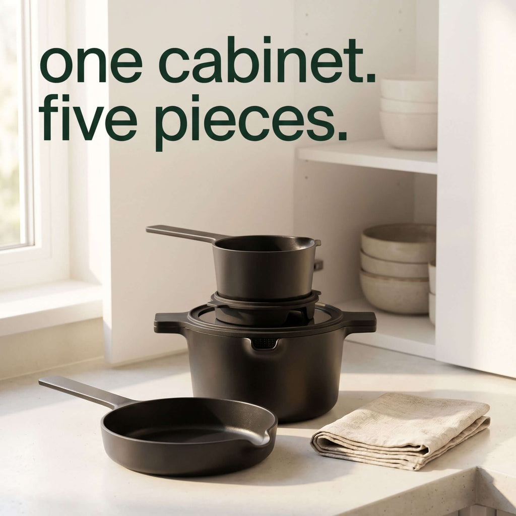 Ceramic Nonstick 5-Piece Stackable Set - Wine Drop Cookery LLC