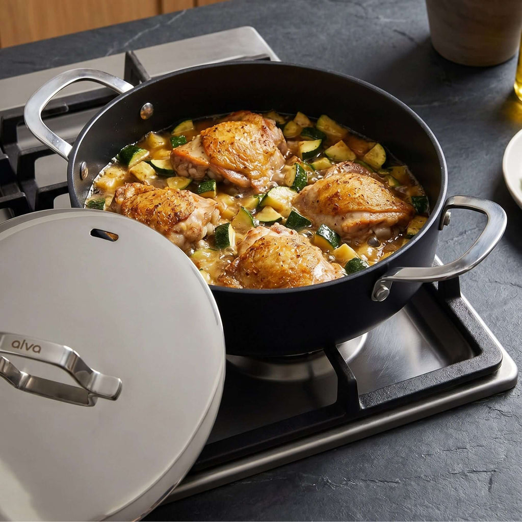 Ceramic Nonstick Sauté Pan with Lid, 3.5-Qt - Wine Drop Cookery LLC