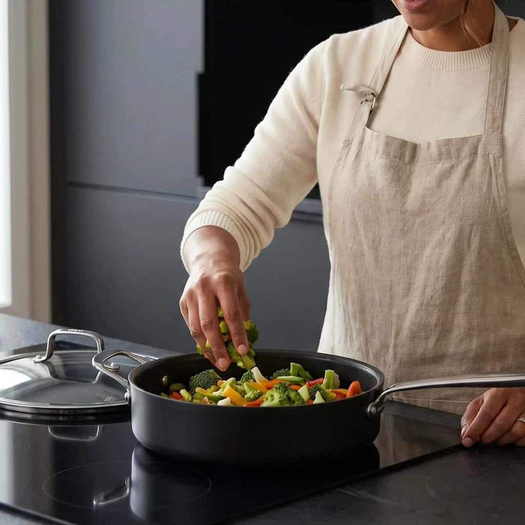 Ceramic Nonstick Sauté Pan with Lid, 4-Qt - Wine Drop Cookery LLC