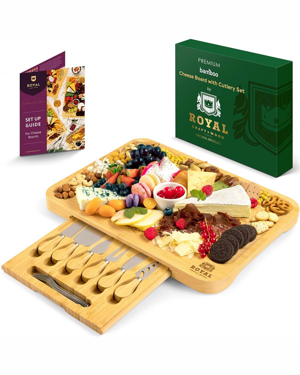 Cheese Board XXL with Cutlery Set - Wine Drop Cookery LLC