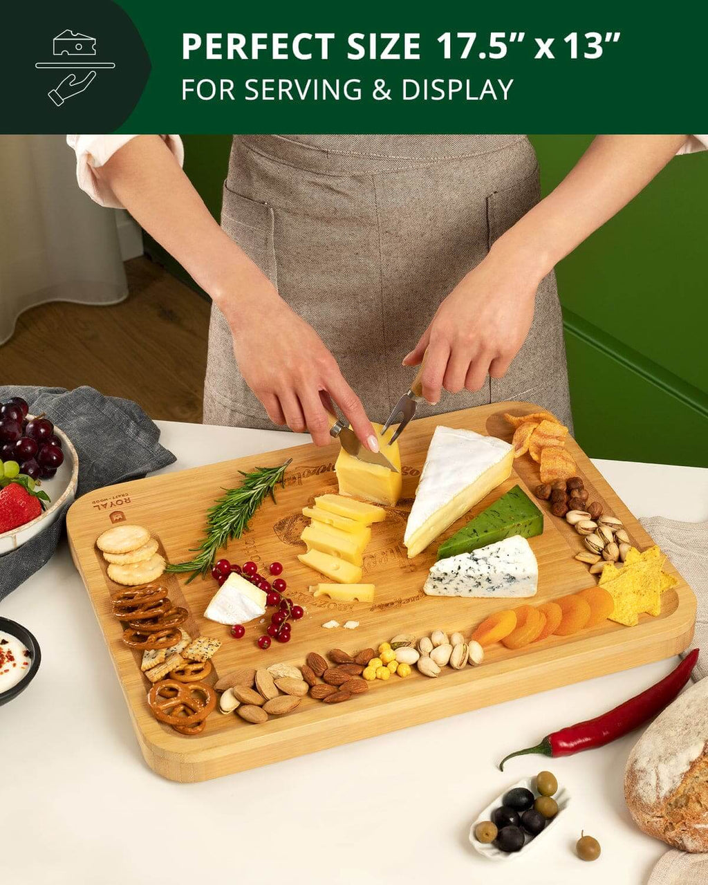 Cheese Board XXL with Cutlery Set - Wine Drop Cookery LLC
