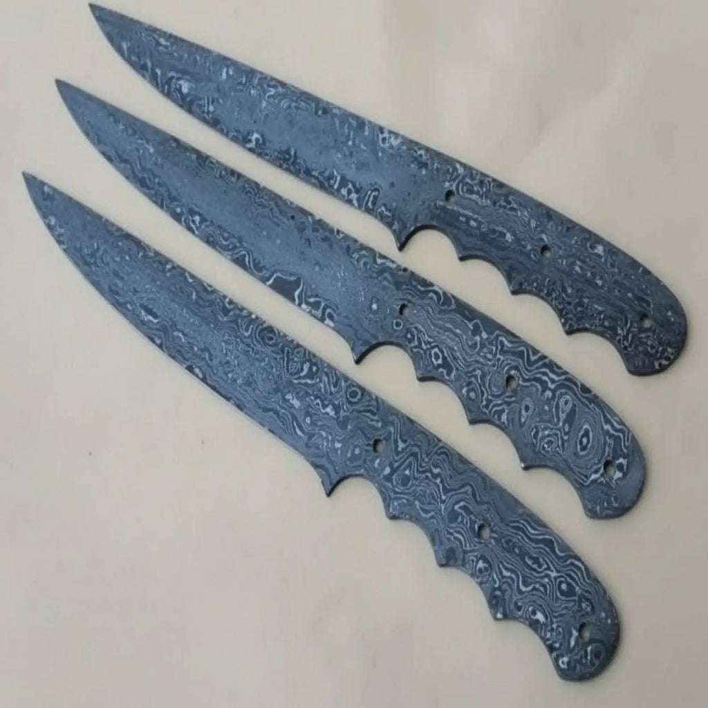 Damascus Fillet Knife Blanks, Set of 3 for Custom Handles - Wine Drop Cookery LLC