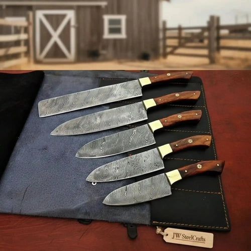 5-Piece Damascus Kitchen Knife Set 