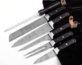 Damascus Knife Set, Black G10 Handles, 8.5 to 13 Inch - Wine Drop Cookery LLC