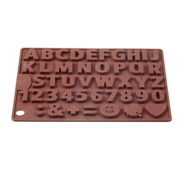 Silicone letter and number chocolate mold set