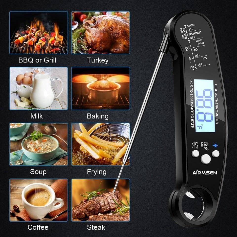 Digital Instant-Read Meat Thermometer Waterproof - Wine Drop Cookery LLC