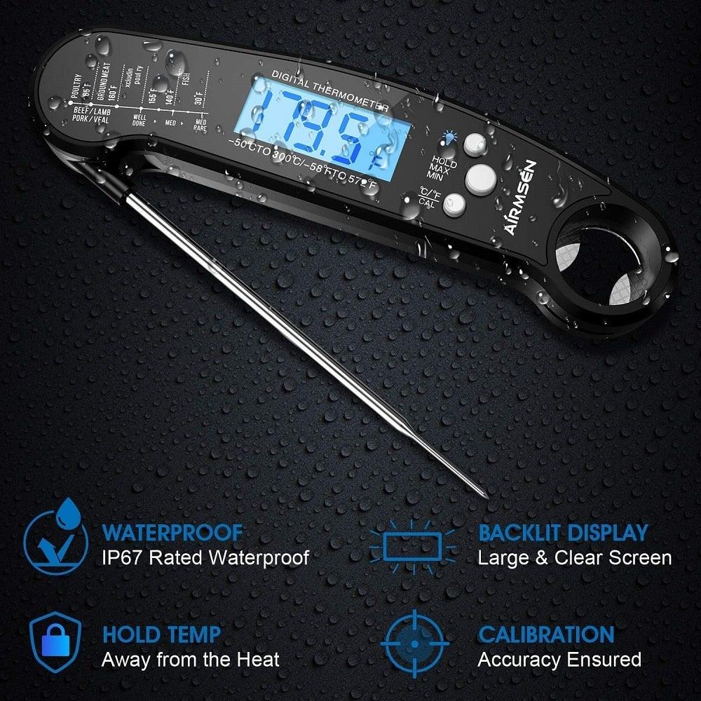 Digital Instant-Read Meat Thermometer Waterproof - Wine Drop Cookery LLC