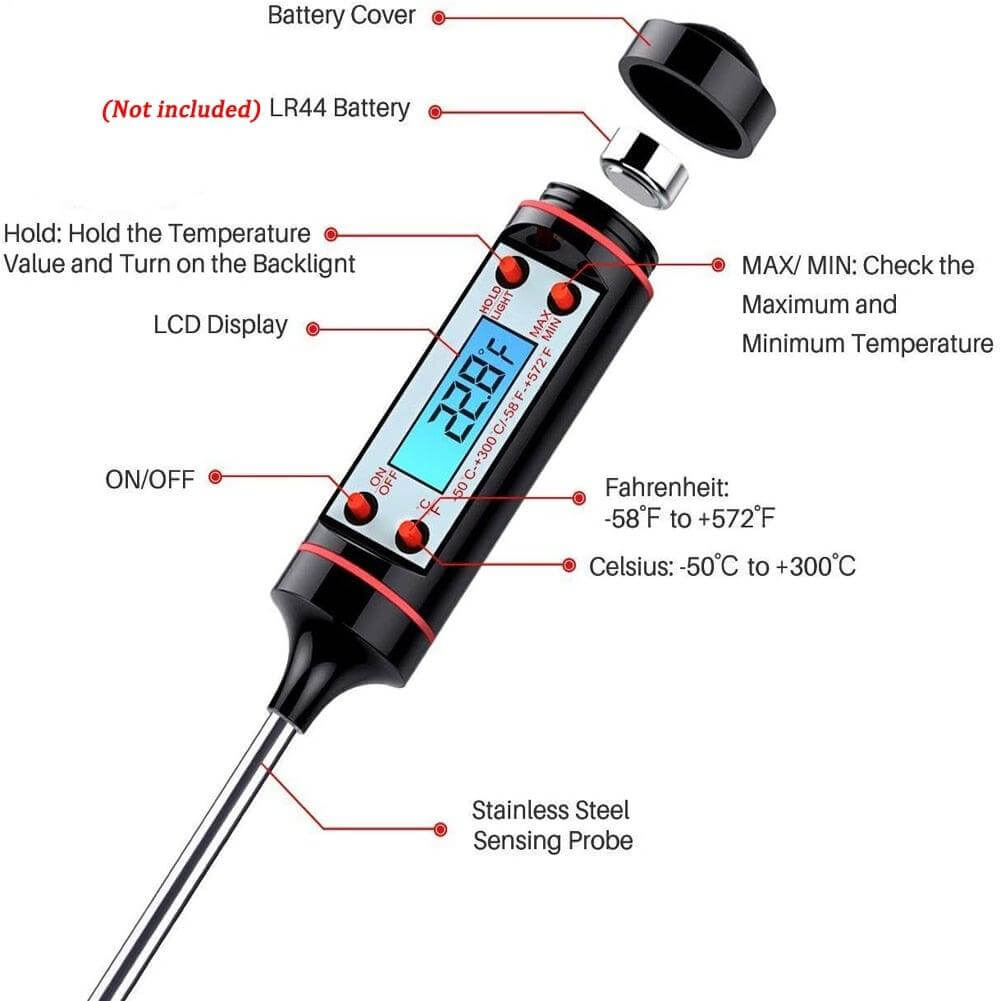 Digital Meat Thermometer with Long Probe - Wine Drop Cookery LLC