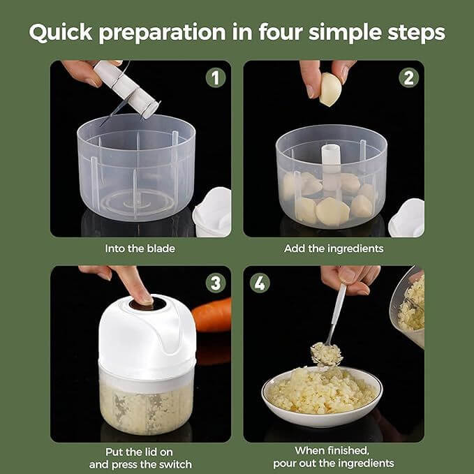Mini Electric Garlic Chopper, USB Rechargeable