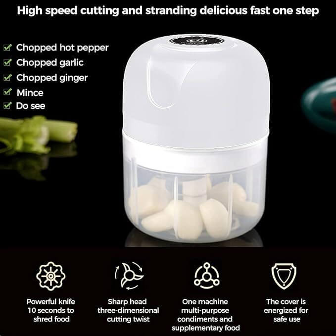 Mini Electric Garlic Chopper, USB Rechargeable