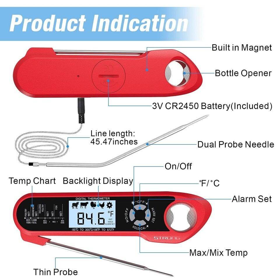 Dual-Probe Digital Meat Thermometer with Alarm - Wine Drop Cookery LLC