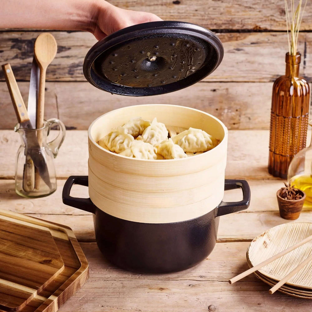 Enameled Cast Iron Dutch Oven with Steamer, 2.5-Qt - Wine Drop Cookery LLC