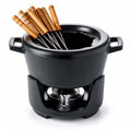 Enameled Cast Iron Fondue Set, 8-Piece, 2-Qt - Wine Drop Cookery LLC