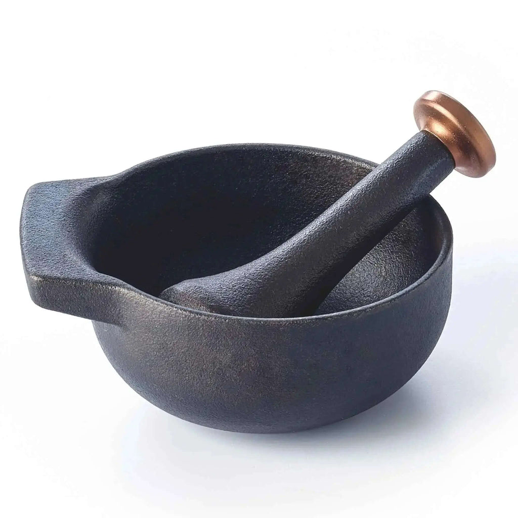 Enameled Cast Iron Mortar & Pestle Set, 2-Cup - Wine Drop Cookery LLC