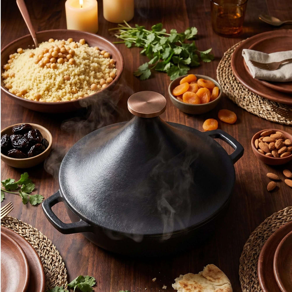 Enameled Cast Iron Tagine, 3-Qt - Wine Drop Cookery LLC