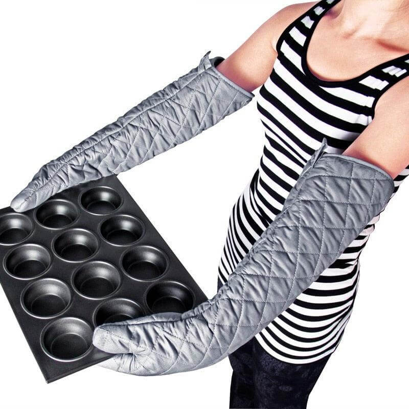 Extra-Long Cotton Oven Gloves 23-Inch - Wine Drop Cookery LLC