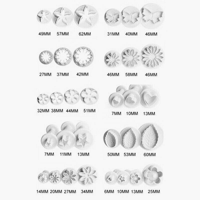 Fondant and Cookie Cutter Set 33 Pieces - Wine Drop Cookery LLC