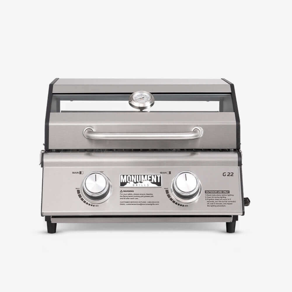 G22 Stainless Tabletop Propane Gas Grill - Wine Drop Cookery LLC
