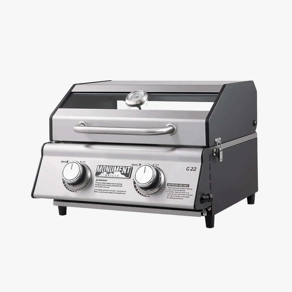 G22 Stainless Tabletop Propane Gas Grill - Wine Drop Cookery LLC