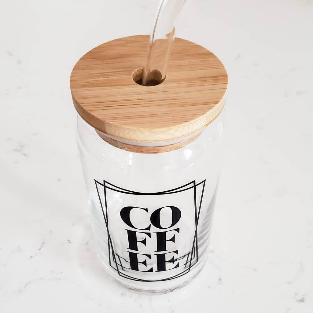 Glass Can Cup for Coffee Lovers - Wine Drop Cookery LLC