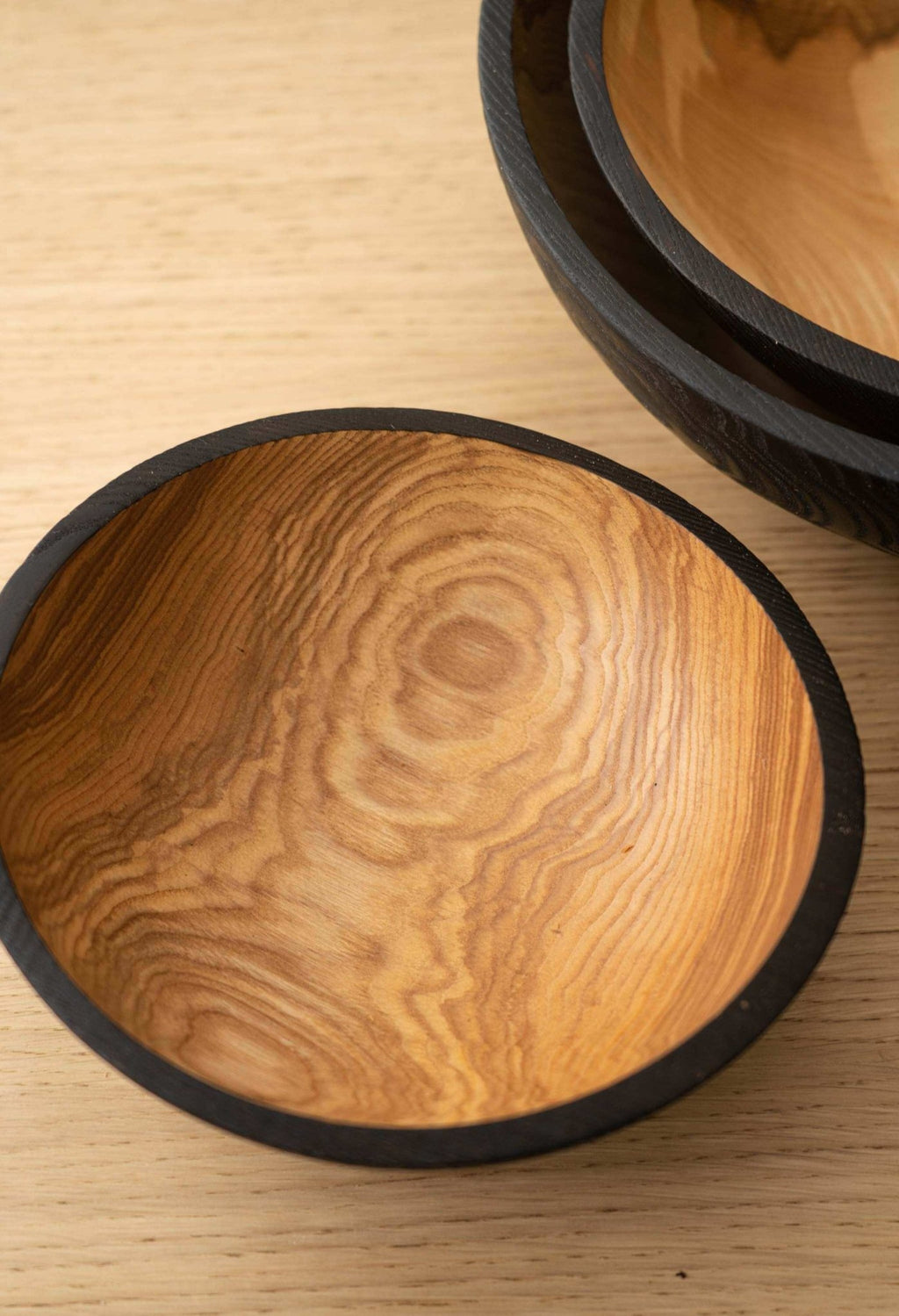 Half Charred Ashwood Nesting Bowl Set - Wine Drop Cookery LLC
