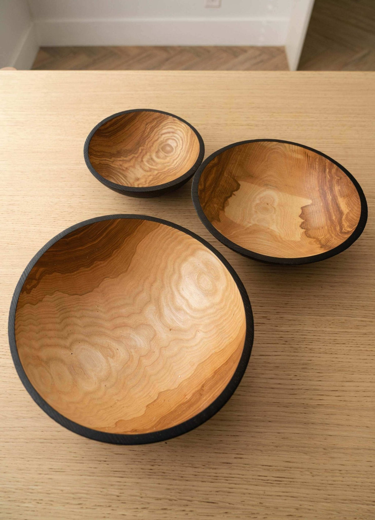 Half Charred Ashwood Nesting Bowl Set - Wine Drop Cookery LLC