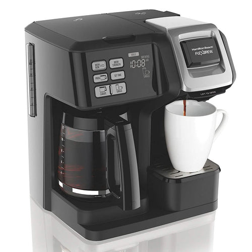 12-cup carafe and single-serve coffee maker with programmable timer