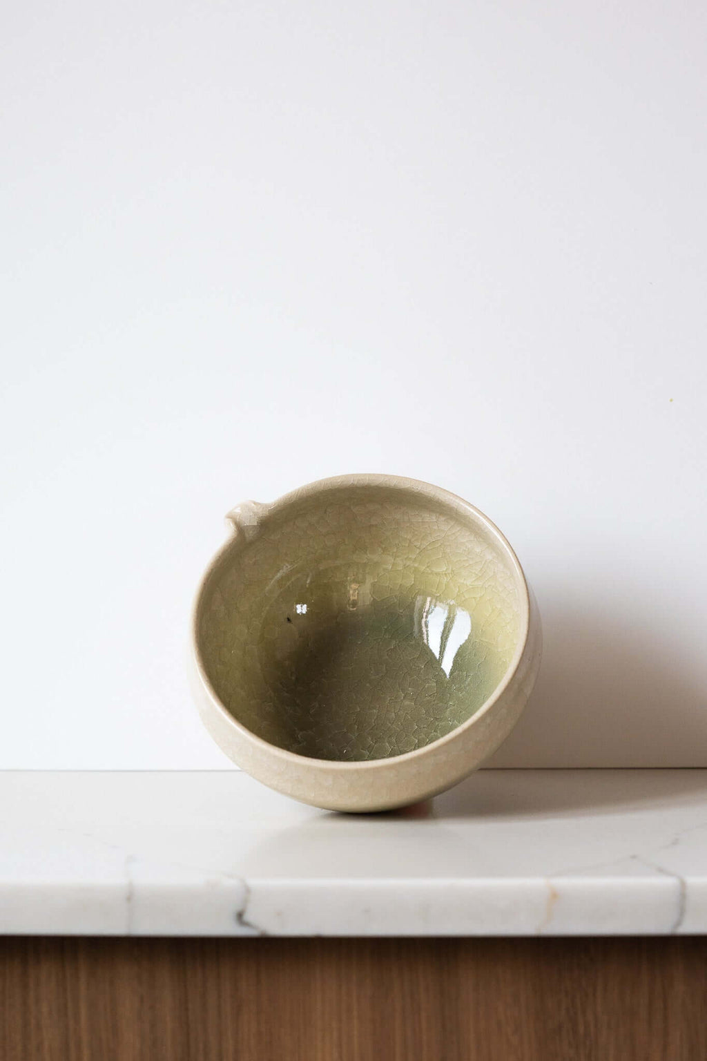 Handmade Ceramic Matcha Bowl with Spout & Matching Cup Set - Wine Drop Cookery LLC