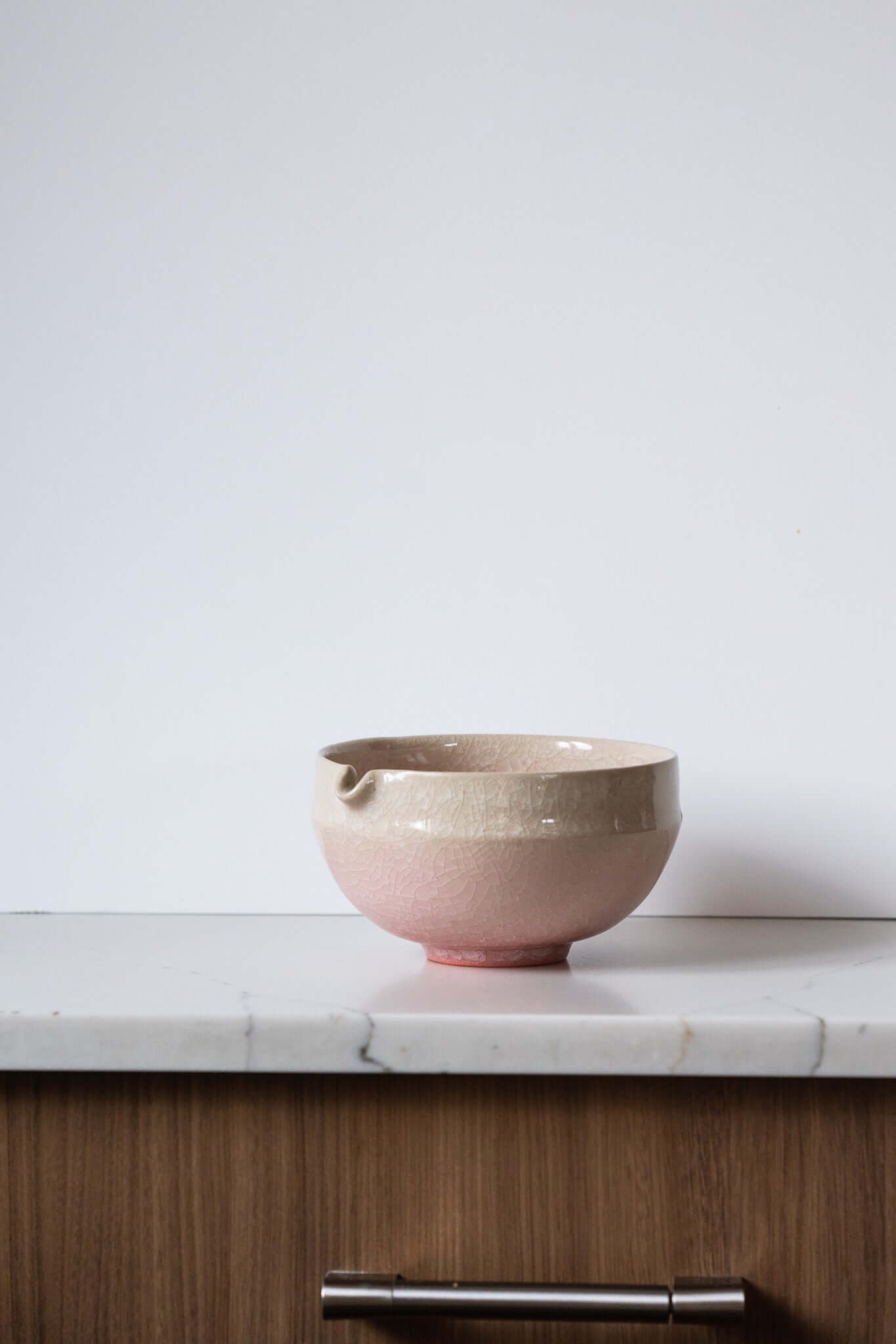 Handmade Ceramic Matcha Bowl with Spout & Matching Cup Set - Wine Drop Cookery LLC