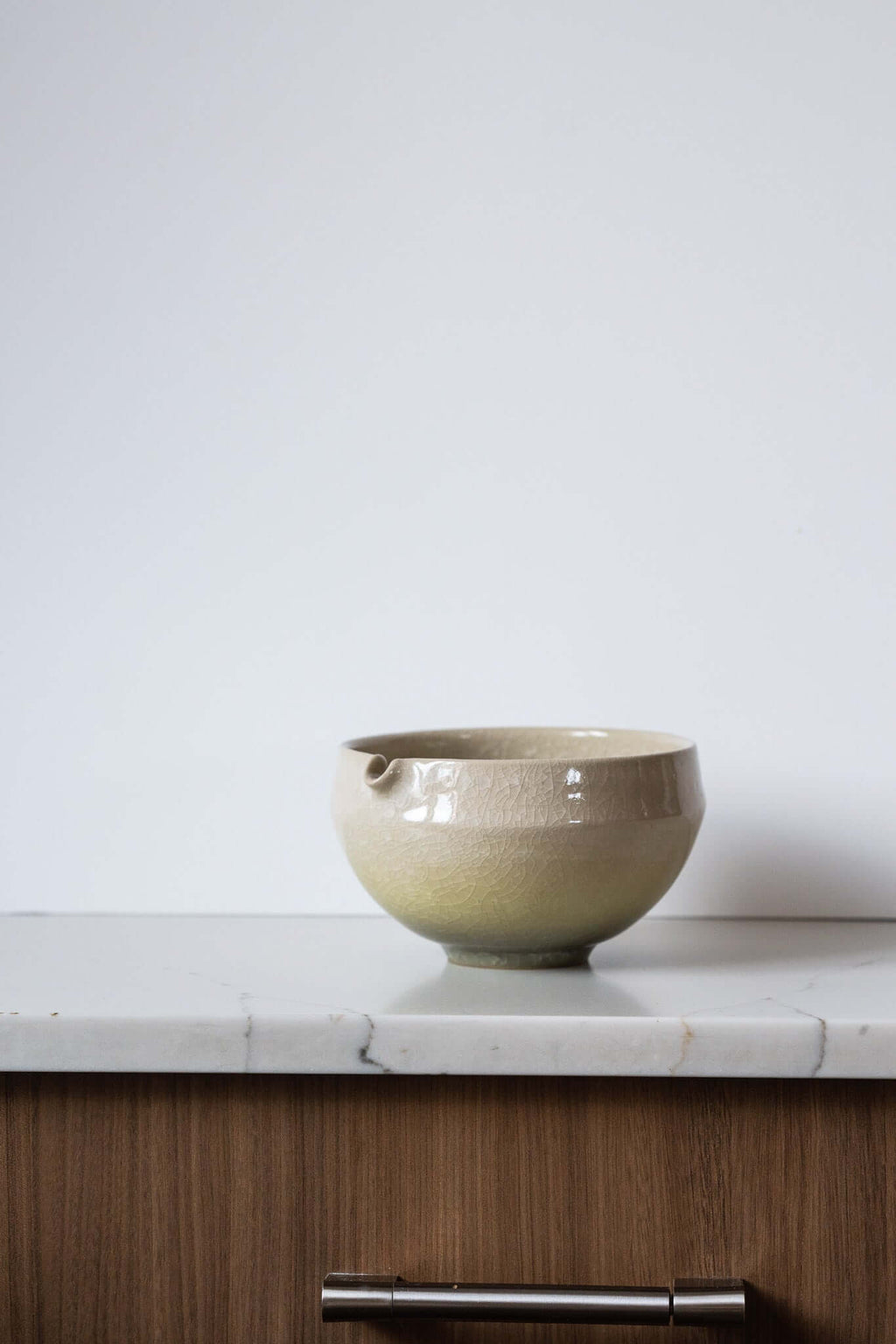 Handmade Ceramic Matcha Bowl with Spout & Matching Cup Set - Wine Drop Cookery LLC