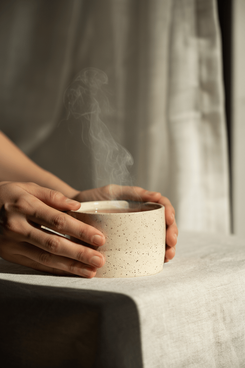 Handmade Stoneware Mug, White Sand Speckled - Wine Drop Cookery LLC