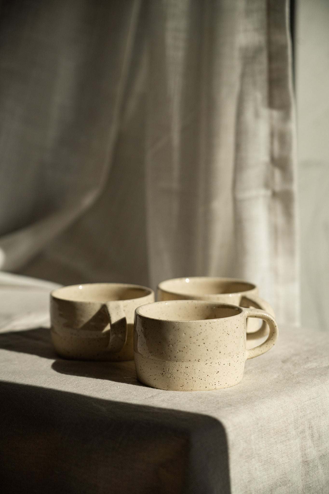 Handmade Stoneware Mug, White Sand Speckled - Wine Drop Cookery LLC