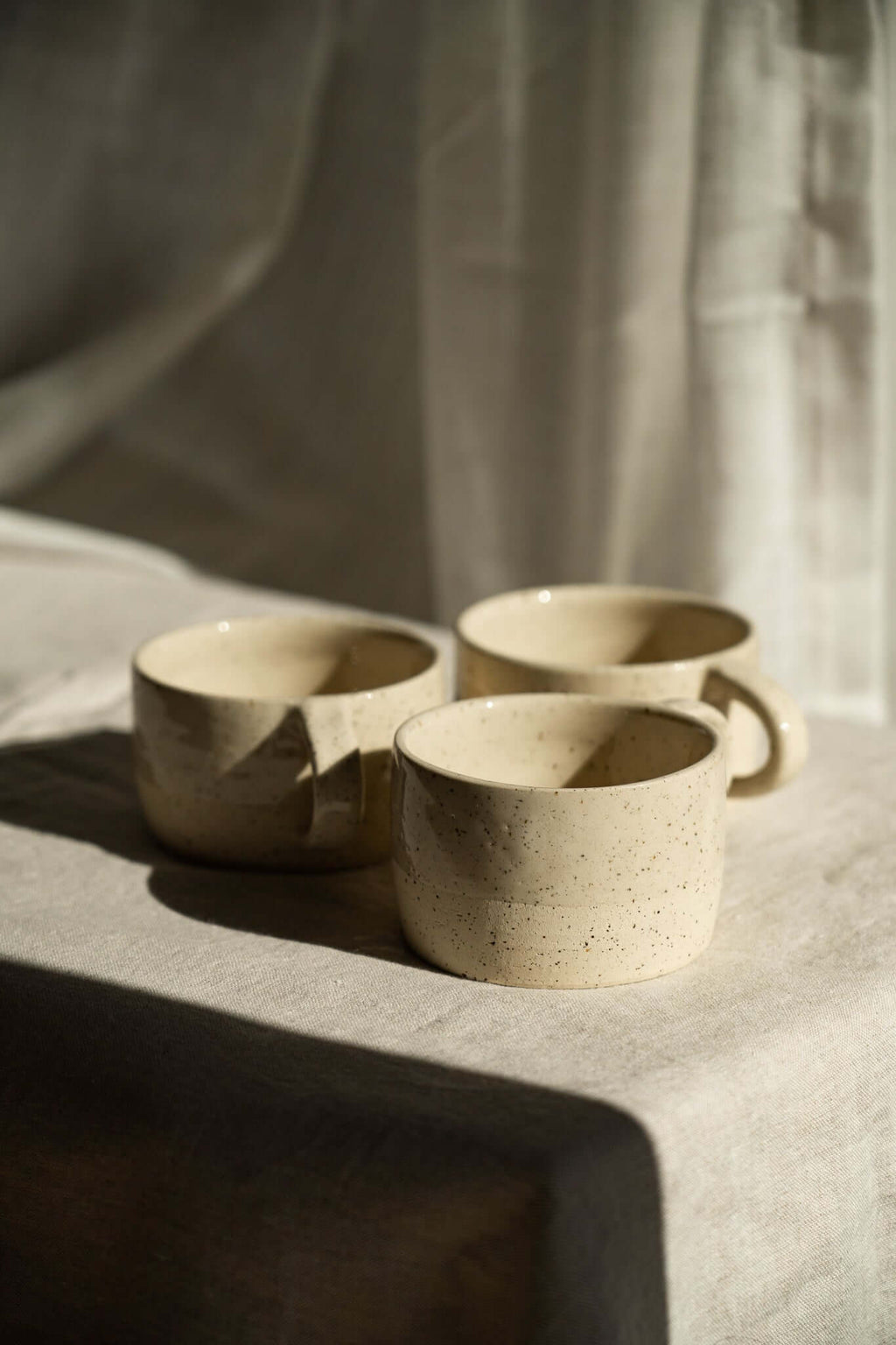 Handmade Stoneware Mug, White Sand Speckled - Wine Drop Cookery LLC