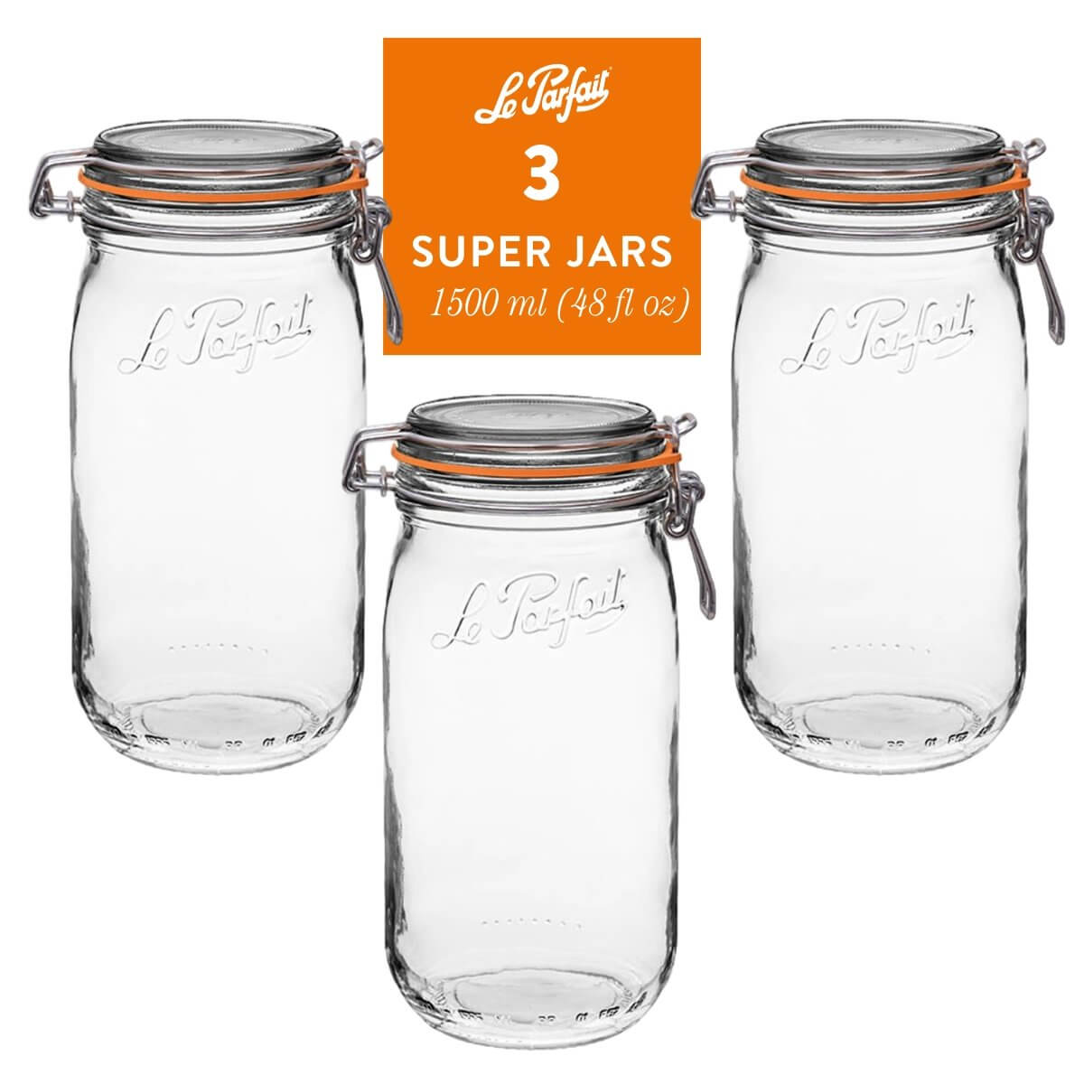 Le Parfait Super Jars with Wire-Bail Clamp Lid