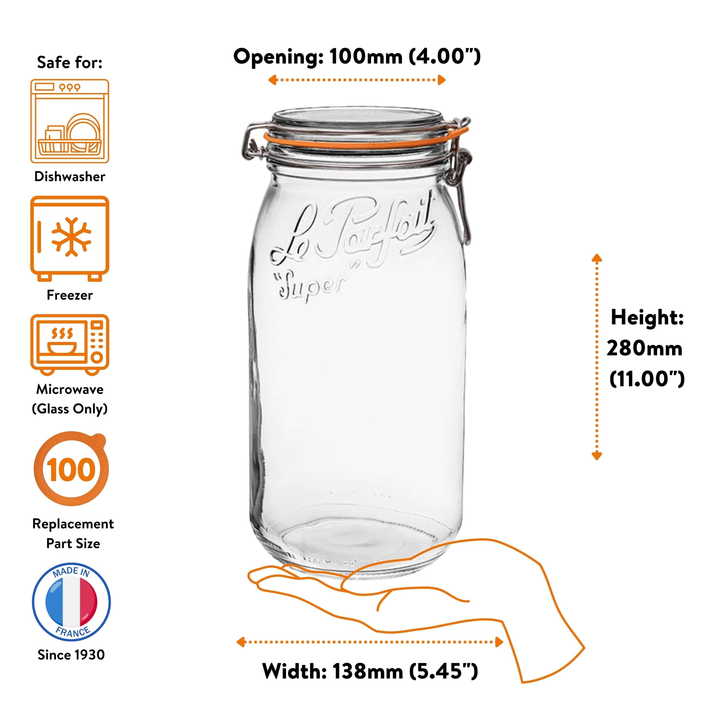 Le Parfait Super Jars with Wire-Bail Clamp Lid