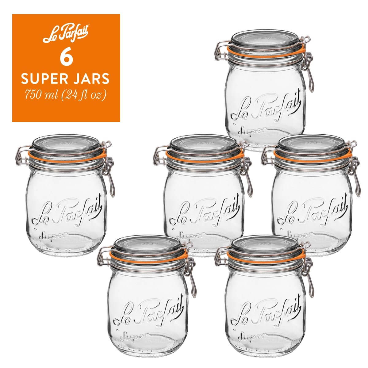 Le Parfait Super Jars with Wire-Bail Clamp Lid