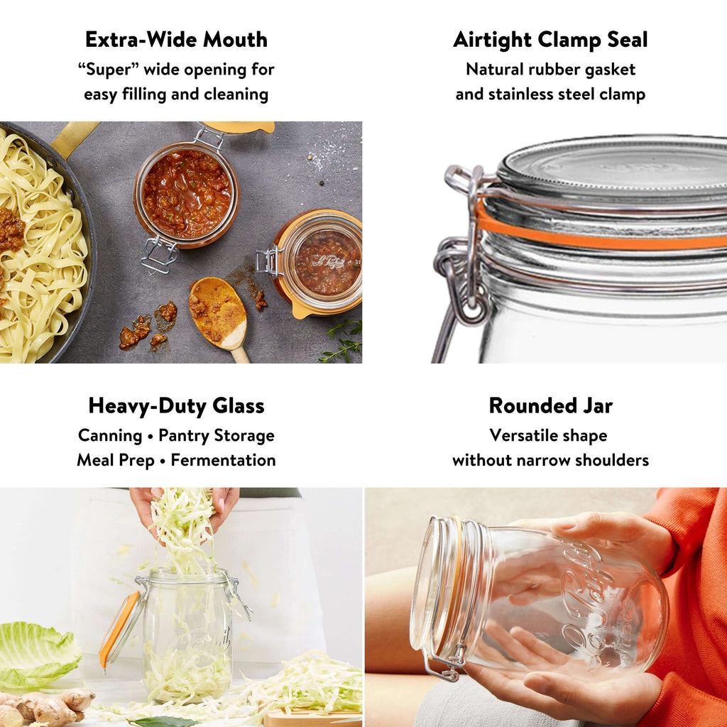 Le Parfait Super Jars with Wire-Bail Clamp Lid