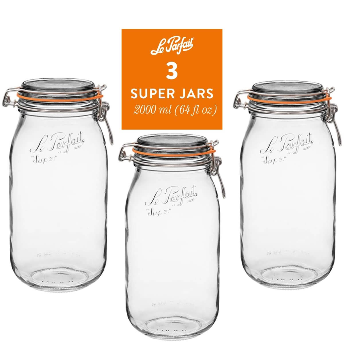 Le Parfait Super Jars with Wire-Bail Clamp Lid