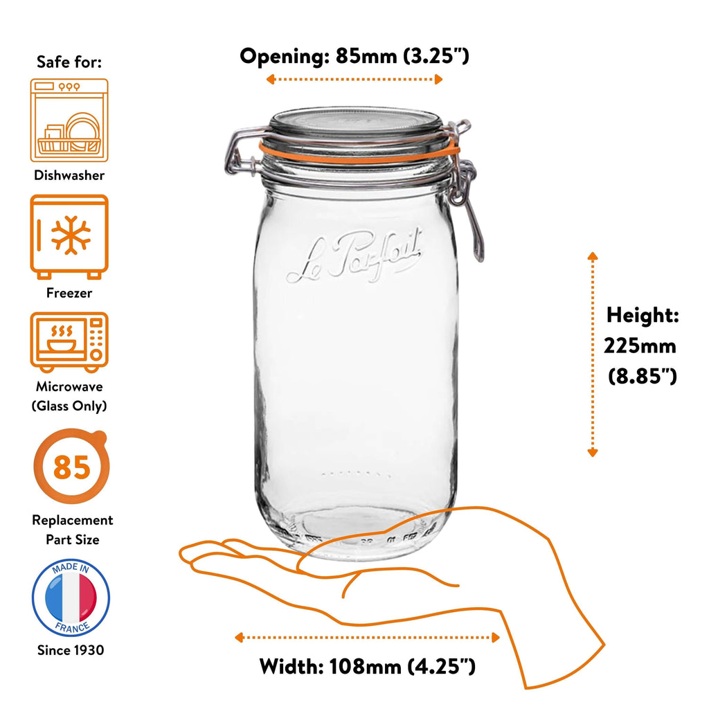 Le Parfait Super Jars with Wire-Bail Clamp Lid