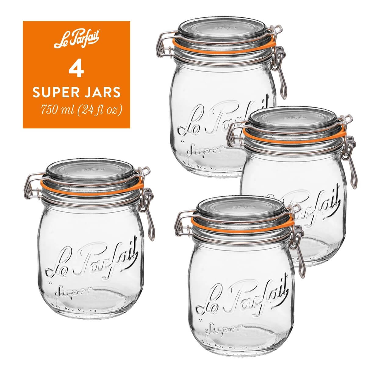 Le Parfait jars used for dry pantry storage