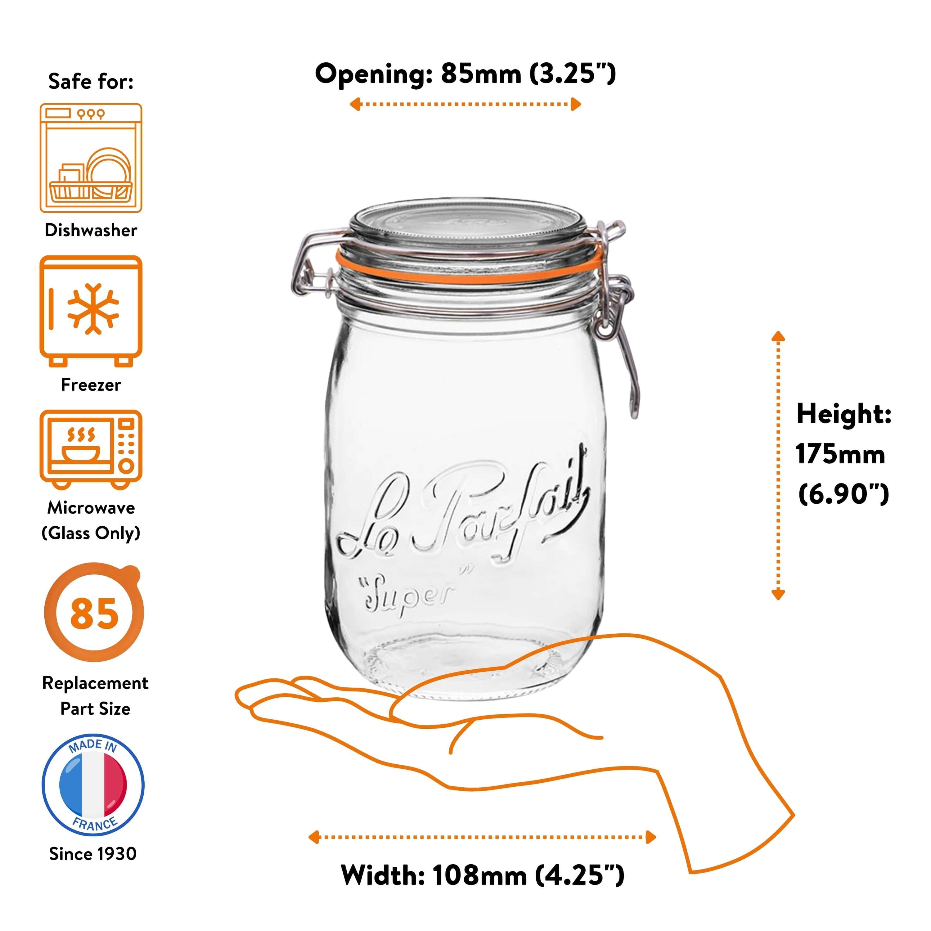 Le Parfait Super Jars with Wire-Bail Clamp Lid