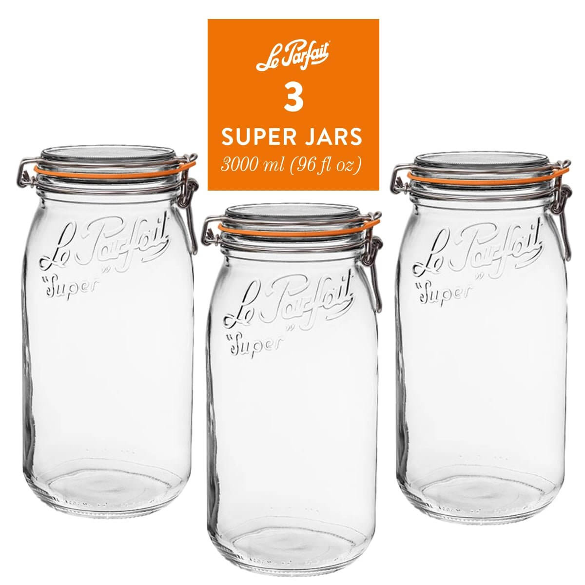 Le Parfait Super Jars with Wire-Bail Clamp Lid