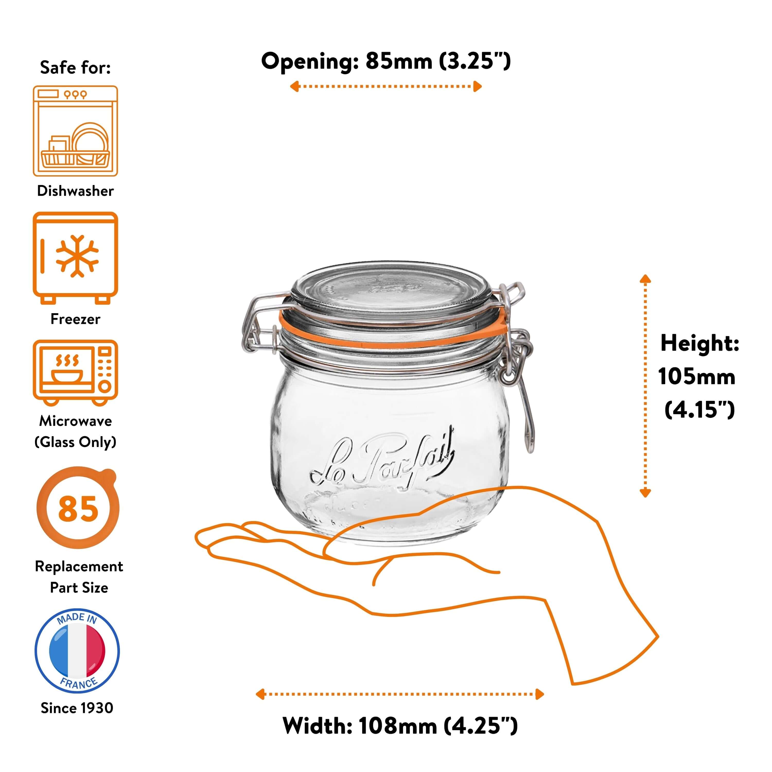 Le Parfait Super Jars with Wire-Bail Clamp Lid