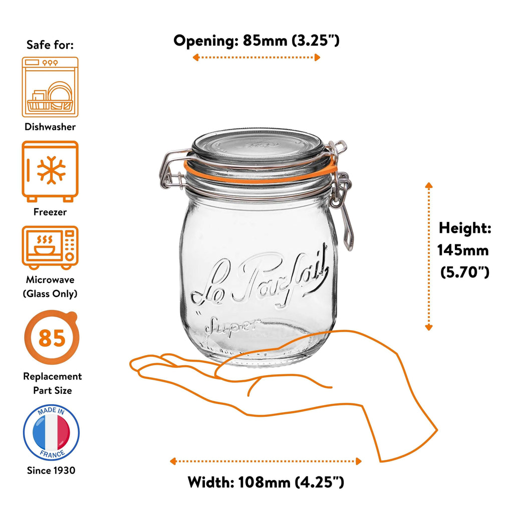 Le Parfait Super Jars with Wire-Bail Clamp Lid